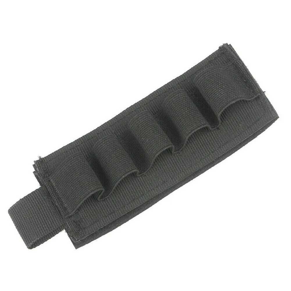 

5 Round Ammo Holder Hunting MOLLE Shotgun Stock Shell 12 Gauge Carrier Pouch Portable Buttstock Bullet Cartridge Nylon Bag