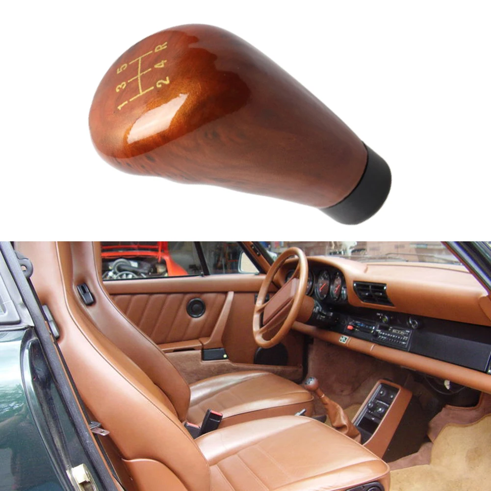 

5 Speed Walnut Wood Grain Car Gear Head Shift Shifter Lever Stick Knob Interior Parts Auto Gear Shift Knob Rubber Sleeves