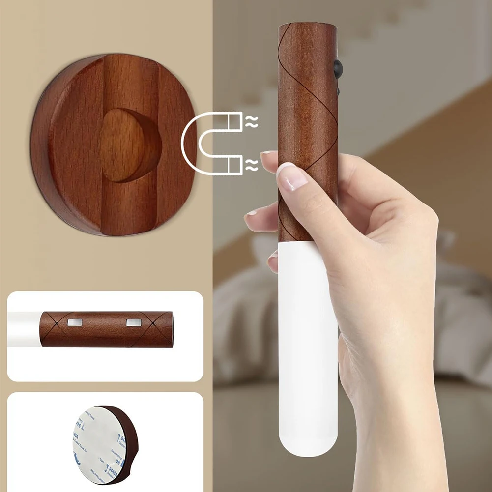모션 센서 야간 조명, 조도 조절 가능 USB 충전식, 휴대용 계단 조명, 침실 계단 복도 주방용 벽 램프, 3 색