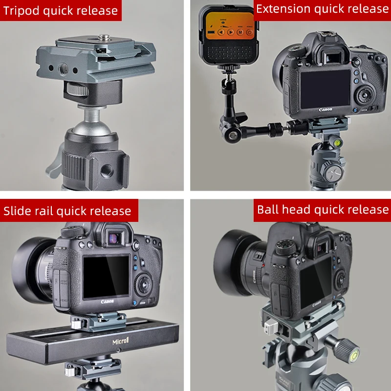 Quick Release Plate Clamp Mounting Bracket for DSLR Camera Tripod Adapter