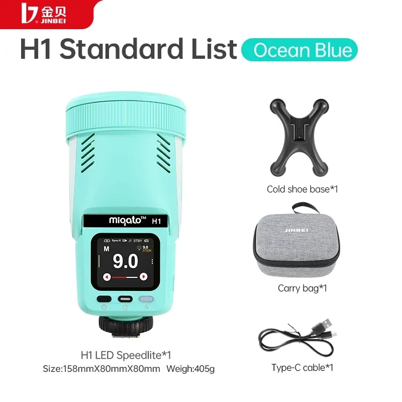 JINBEI H1 Round Head LED Speedlite HSS TTL Camera Flash 12W