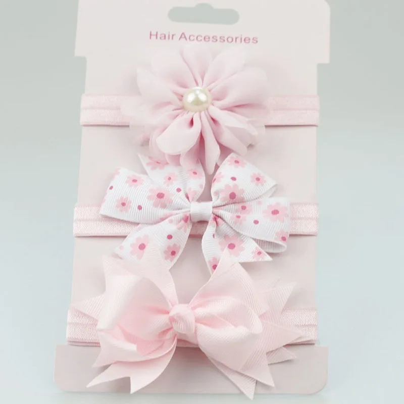 Hair Bands Hair Accessories Hair Headband Accessories Baby Headband Set 3Pcs Baby Elastic Flower Headband Girls Bows Hair Band Toddler Infants Bowknot Hairband Turban Kids Headwear