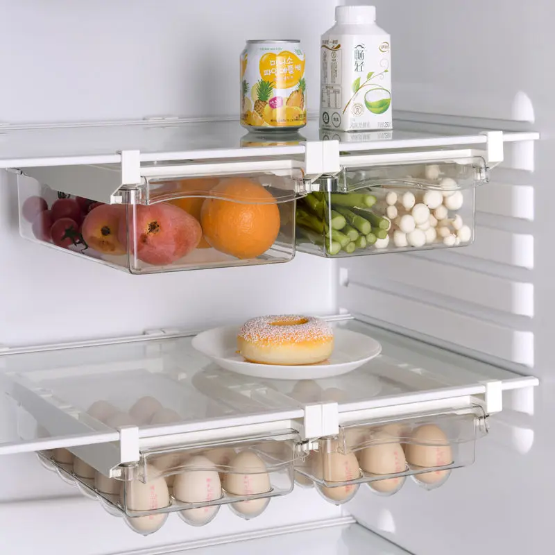 

Multifunction Kitchen Fruit Food Storage Box Plastic Clear Fridge Slide Shelf Drawer Boxes Rack Kitchen Specific Accessorie