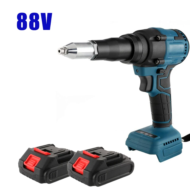 88V Cordless Electric Riveter Gun 3.2-4.8mm Portable Brushess Screwdriver for Makita Battery Power Riveting Tool With LED Light