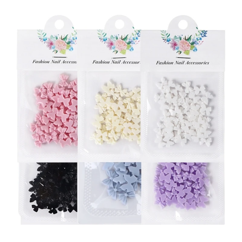 50pcs Bows Art Matte Bowknot Charm Bows Nails Jewelry