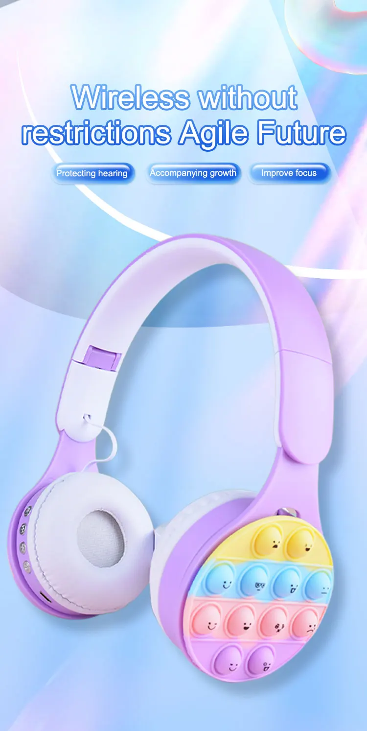 Headworn Rainbow Bubble Wireless Bluetooth S 5.0 Pressure Reducing Cute Foldable With Microphone Card Insertion_voghion.com