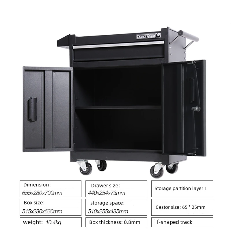 3 Tier Rolling Tool Utility Cart Heavy Duty Workshop Mobile Wheeled Car Electrician Hardware Tool Cart With Drawer Parts Cabine