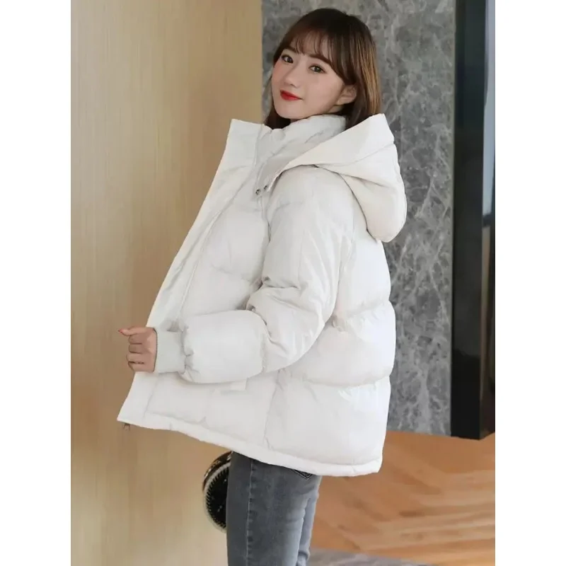

Свободное хлопковое пальто для женщин, новинка сезона осень-зима 2023, модная короткая одежда в Корейском стиле, плотная теплая куртка с капюшоном, Женская куртка
