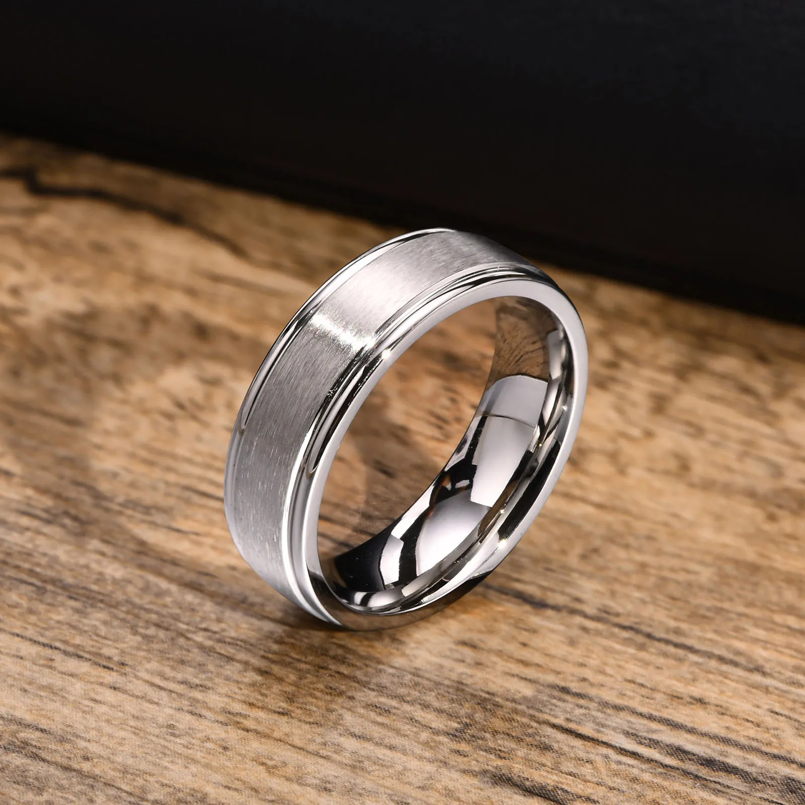 Vnox 6mm Matte Surface Ring for Men, Classic Stainless Steel Wedding Band, Unisex Basic Plain Tail Ring 5
