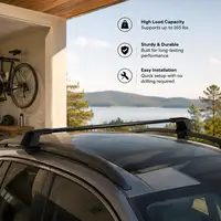 Universal Car Roof Rack Crossbars, Lightweight Premium Aluminum Material, 90 KG Max Load Capacity, Adjustable Design For Roof Beam Inner Distance 104–110 Cm, Secure Cargo Loading Function, Auto Roof Accessory For Vehicles With Gapped Raised Side Rails 6