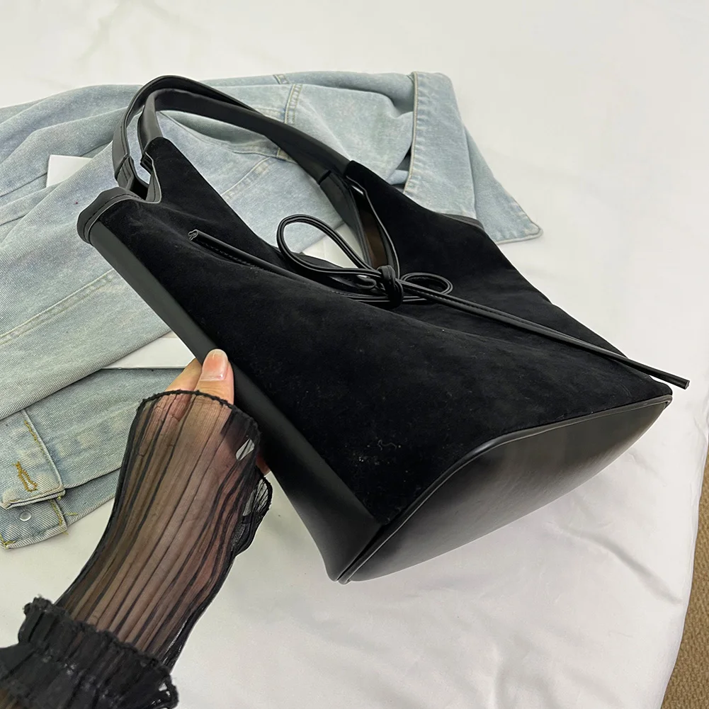 Suede Women Tote Bag with Magnetic Closure for Travel and Commute