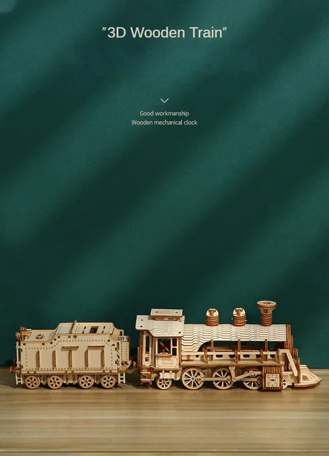 Puzzle 3D In Legno ROKR - Treno Da Montare, Modellismo Fai Da Te, Giocattolo Per Bambini E Adulti Puzzle 3d Legno Adulti - Foto 14