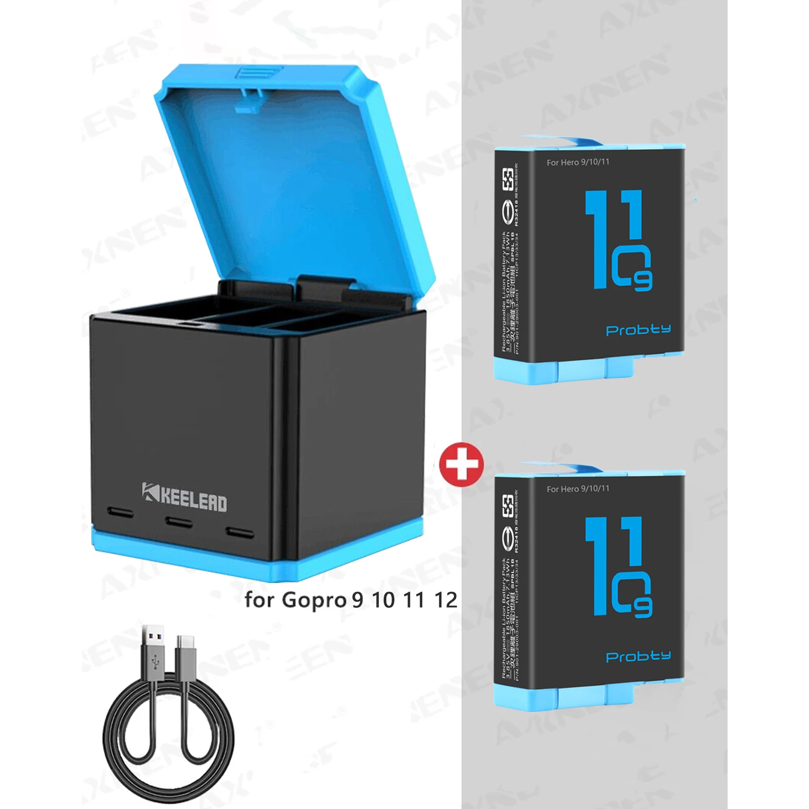 Per Gopro Hero 12 Hero 11 Hero 10 Batteria Nera O Caricatore Triplo Per Go Pro Hero 9 10 Hero 11 Batteria Per Fotocamera Nera