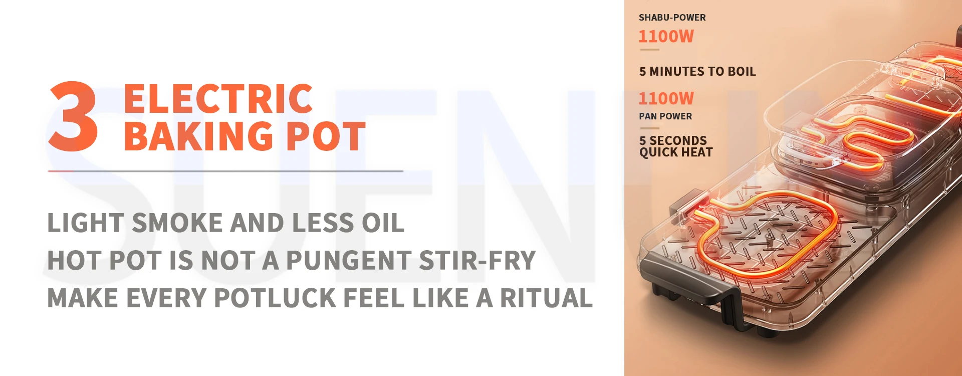 Description Picture 6 of itemHousehold Smokeless Barbecue Hot Pot Machine Cooking Baking Plate Integrated Pot Eletrico Griddle Electric Boiling Pot Barbecue