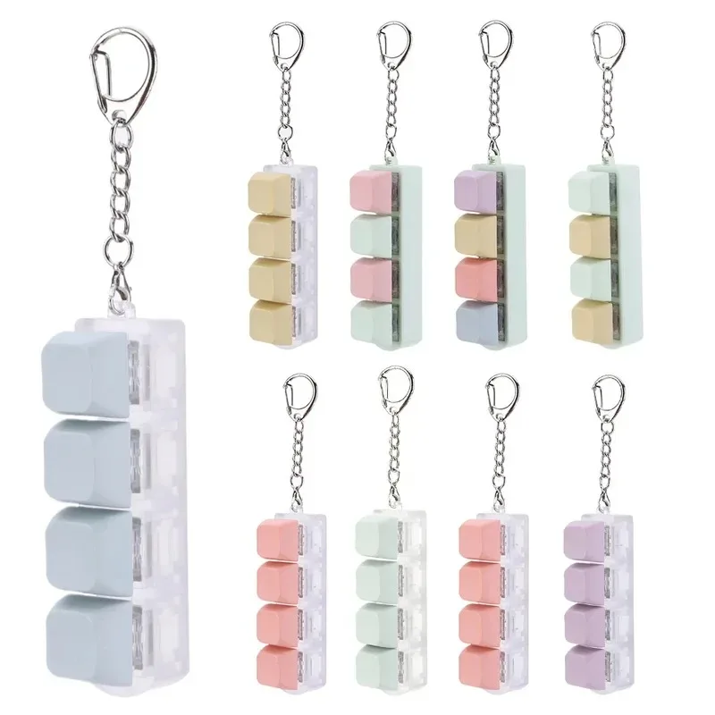 Keychain Set of 4 Mechanical Keyboard Stress Relief Fidget Toys for Adults
