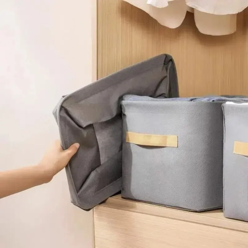 Clothes Organizer Storage Box 1pc Large Capacity Clothes Storage Basket Two Thickened Cloth Steel Frame Foldable Storage Box Miscellaneous Clothes Pants Box