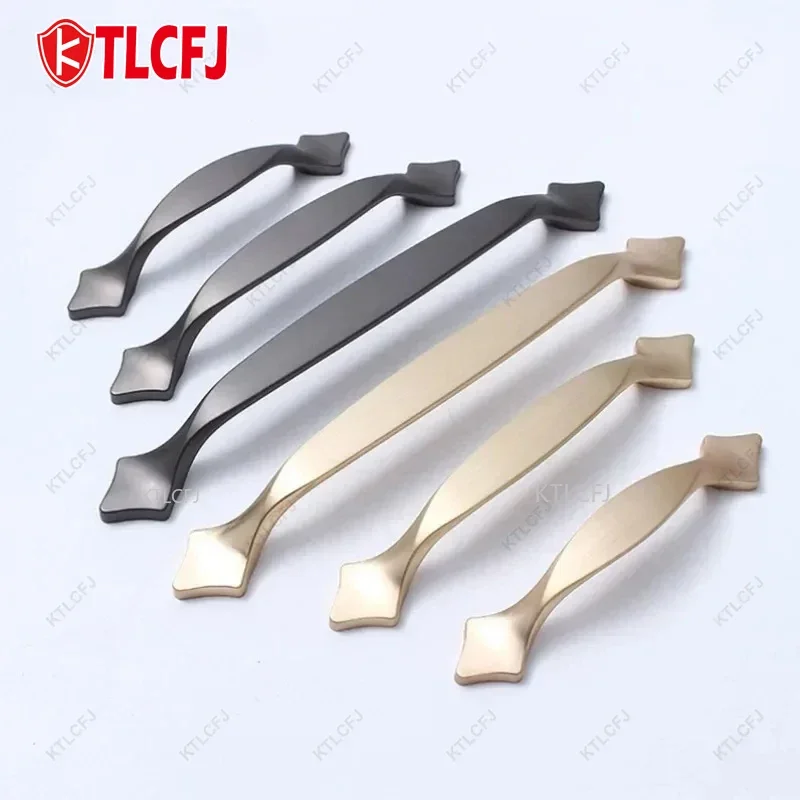 

IKLMN Light Luxury Minimalist Zinc Alloy Handle Black Copper Brushed Drawer Modern Minimalist Wardrobe Shoe Cabinet Handle
