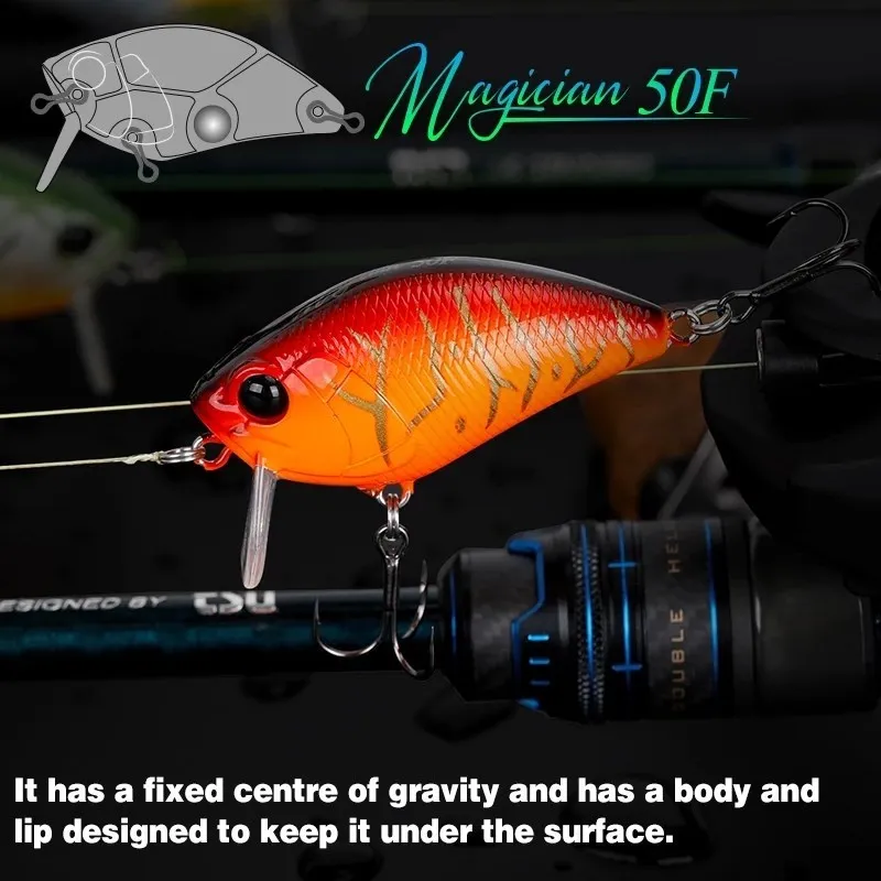 TSURINOYA Magician 50F 8.5g 50mm Crankbait Fishing Lure Shallow Range Floating Crank Wobblers Surface Artificial Baits Pike Bass