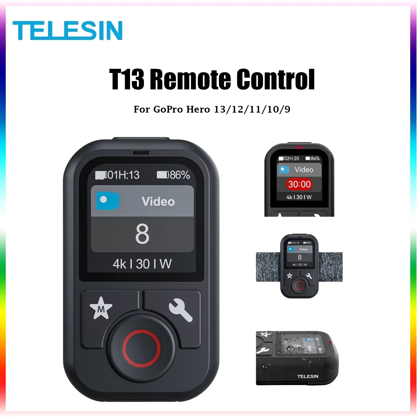 Telecomando Bluetooth TELESIN T80 Per GoPro Hero 10/9/8 E Max &ndash; Impermeabile 80m
