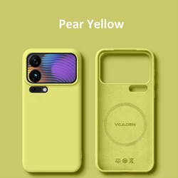 Magnetic Luxury Liquid Silicone Phone Case with Magsafe Wireless Charging Compatibility for Xiaomi 14 (Pear Yellow)
