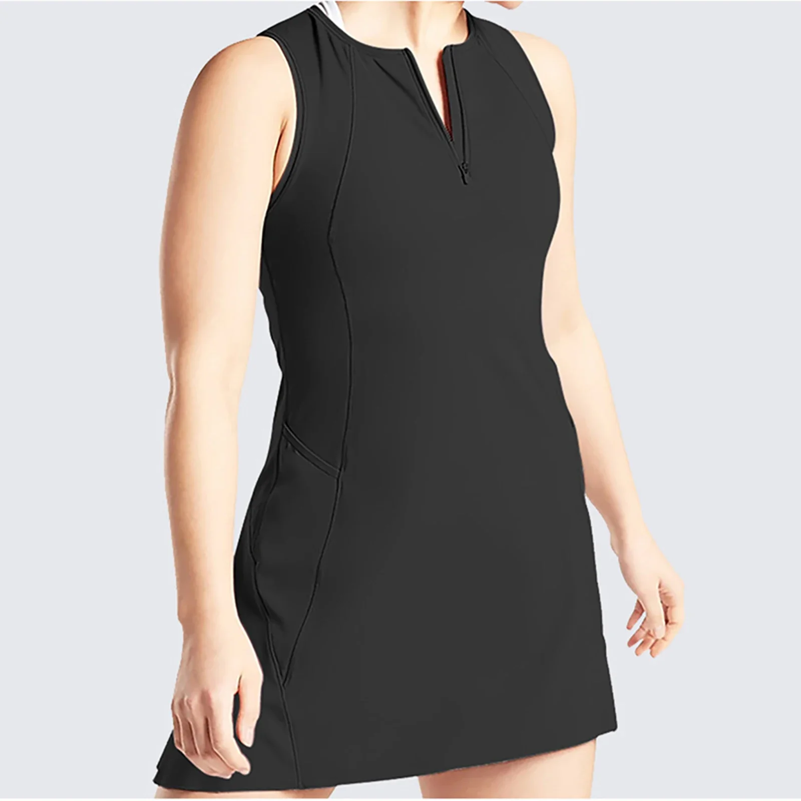 Sean Tsing&reg; Woman Two Pieces Tennis Dress Suits Sleeveless Golf Badminton Dresses with Shorts Active Workout Sportswear Outfits