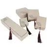 Rectangular Linen Tassel Jewelry Box Chinese Style Embroidered Fabric Necklace Storage Box Calligraphy Lotus 6