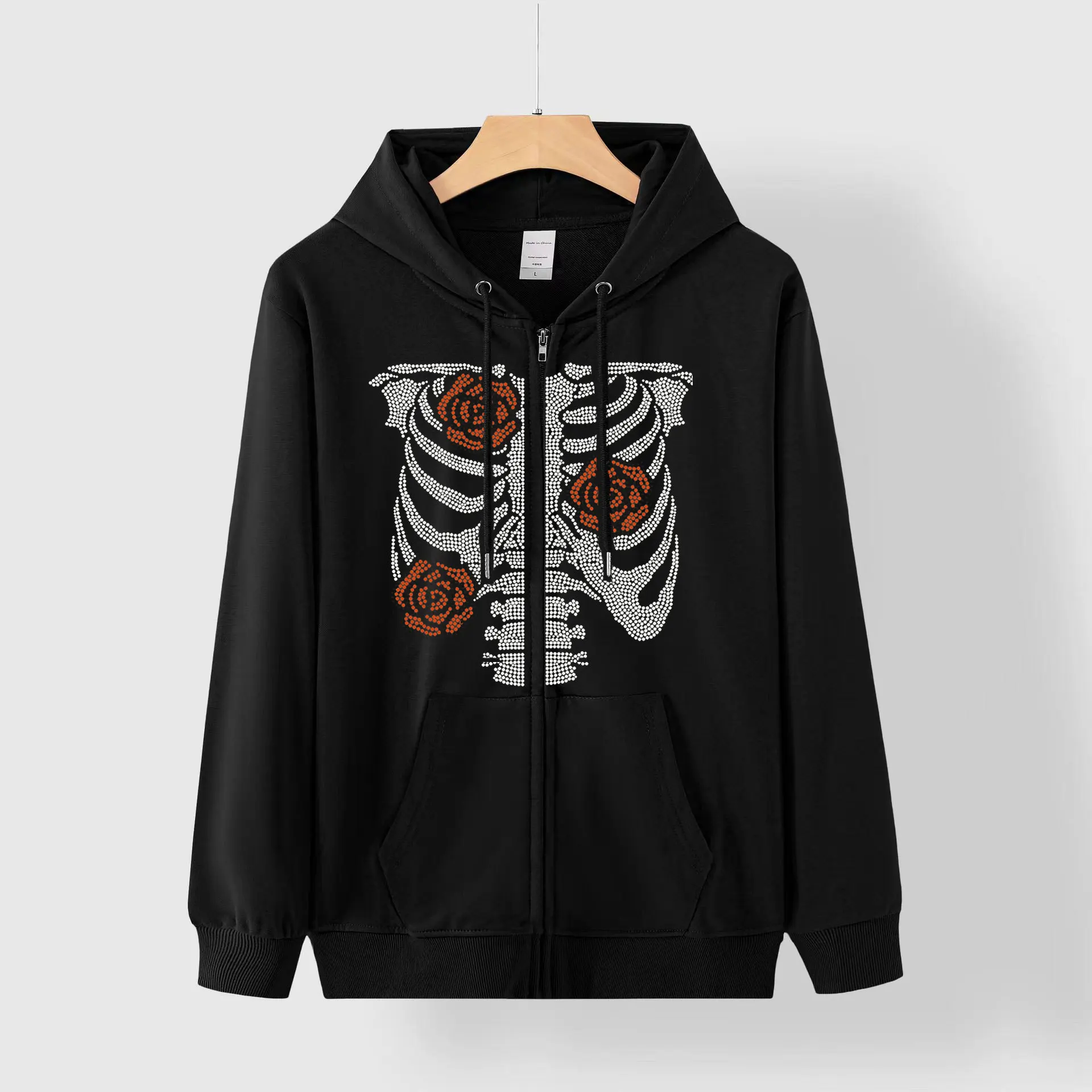 

Diablo style sweatshirt men's and women's hoodies Gothic couple hip hop Harajuku skeleton zipper sweater