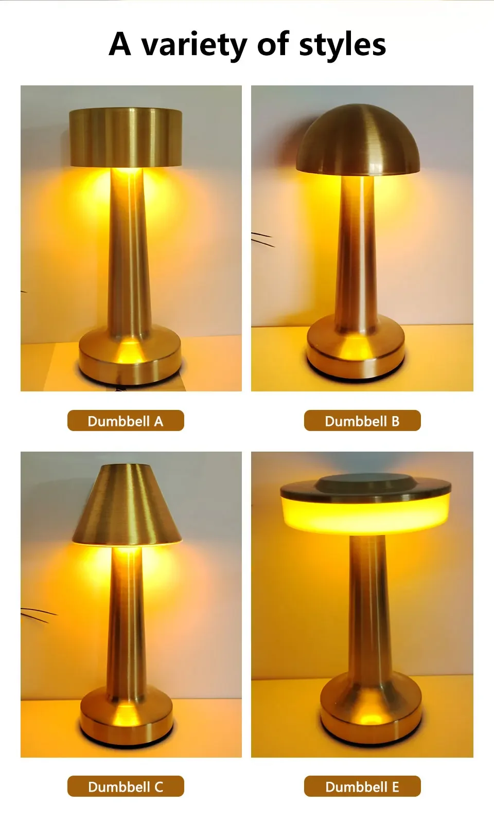 Description Picture 5 of itemCreative LED Table Lamp Retro Touch Desk Lamp Rechargeable Dimming For Bar Bedroom Restaurant Coffee Atmosphere Decor Lamp