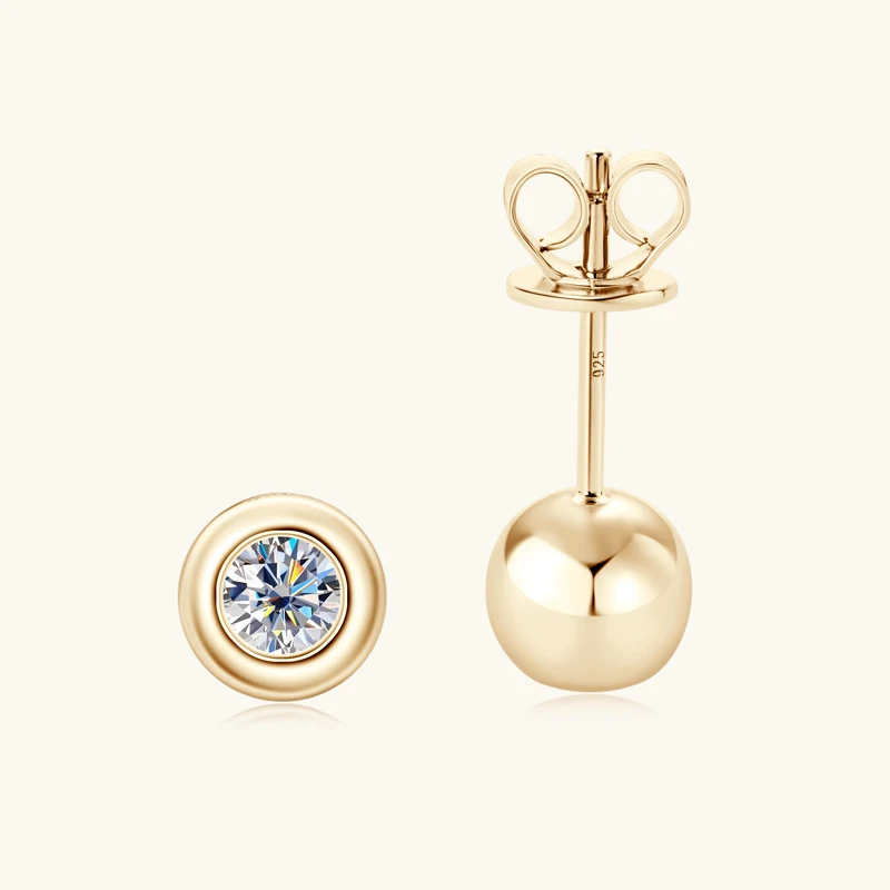 Ohrringe Für Besondere Anlässe Echte Moissanit Ohrstecker – 1 KT TW, Rund, In 14K Weißgold, Mit GRA Zertifikat Moissanit Ohrstecker 14K Weißgold