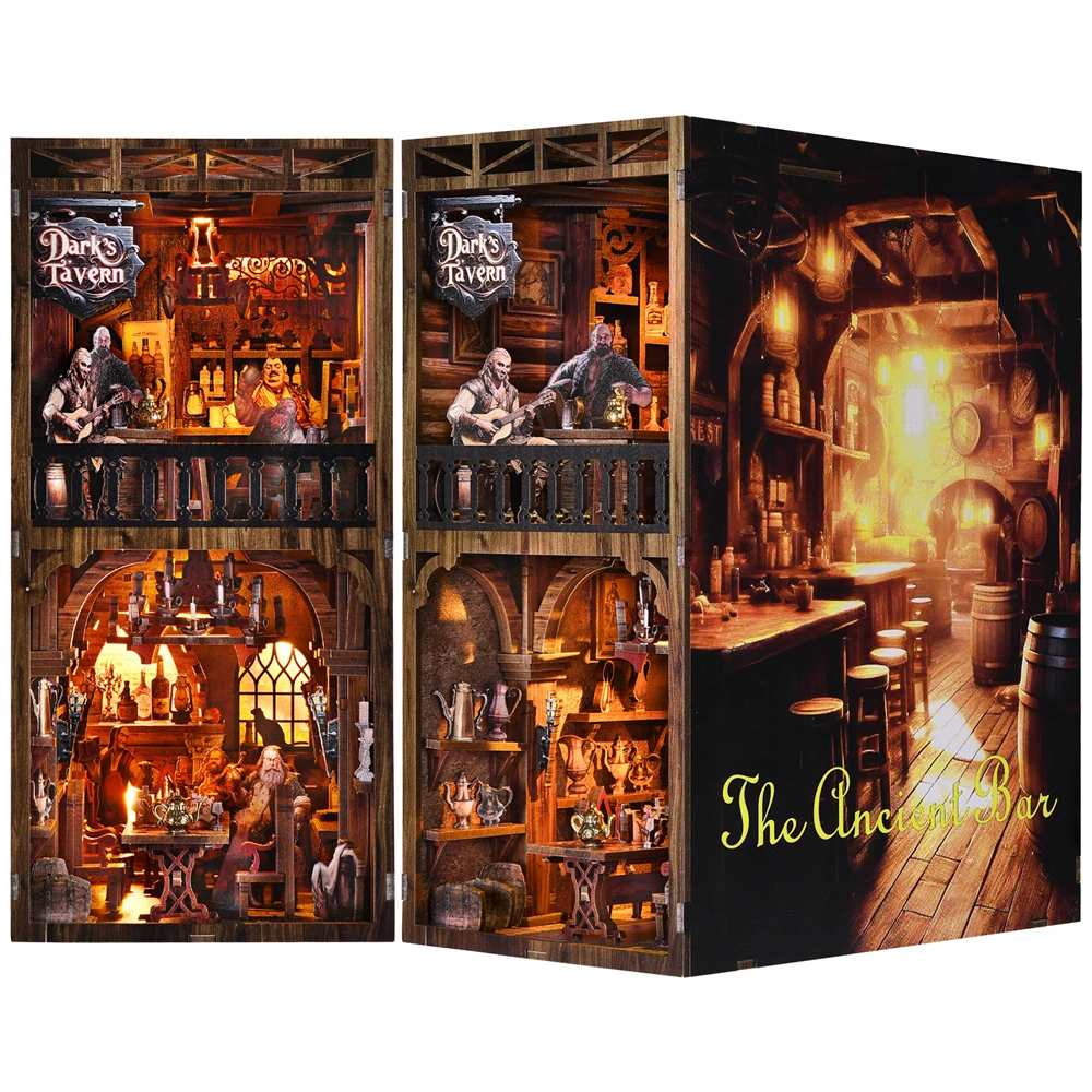 Kit de coin livre Sean's Bar bricolage Puzzle en bois whisky Bar bière bar bibliothèque maison de poupée modèle serre-livres construction décoration de la maison