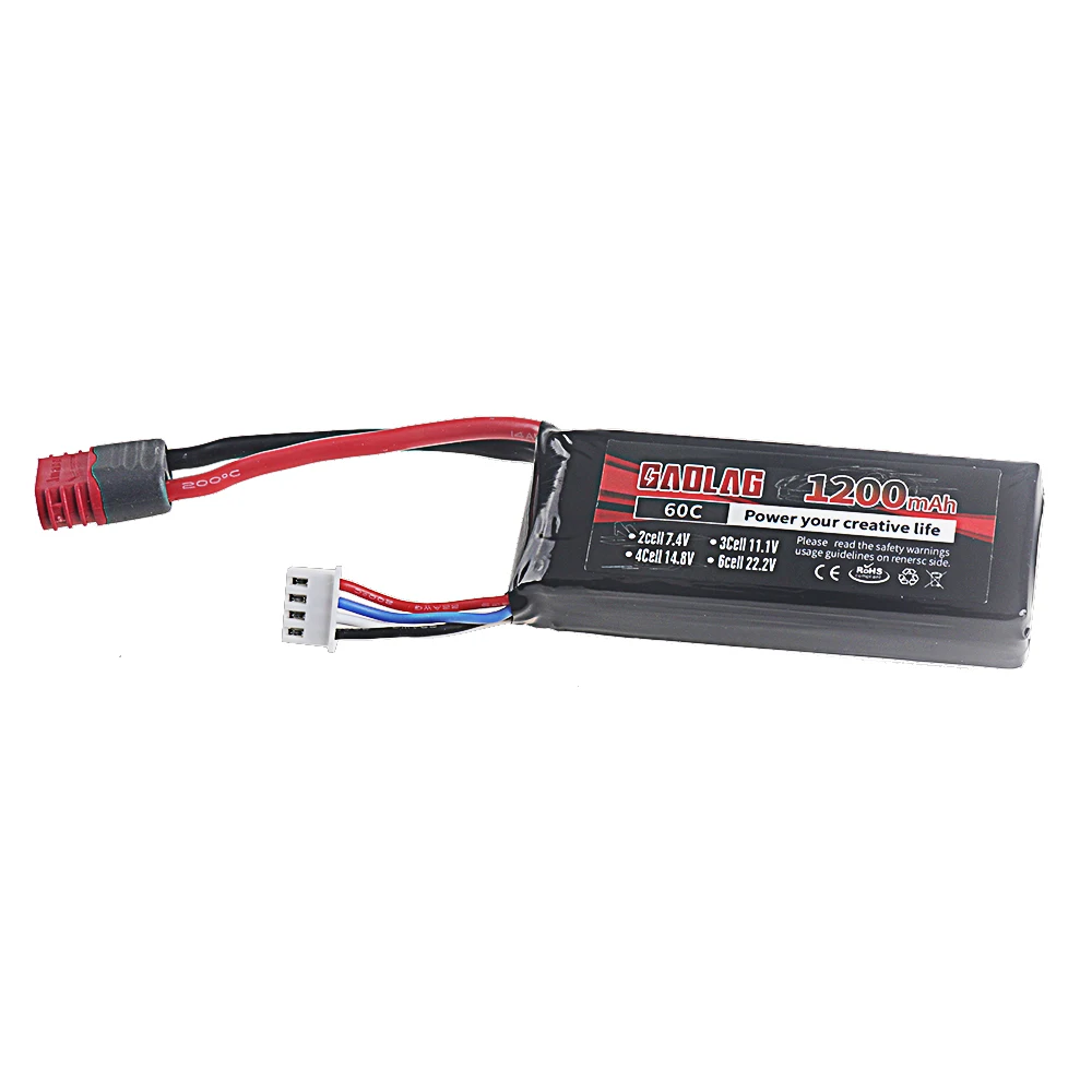 Vue de profil de la batterie LiPo 3S 11.1V 1500mAh pour RC, épaisseur fine