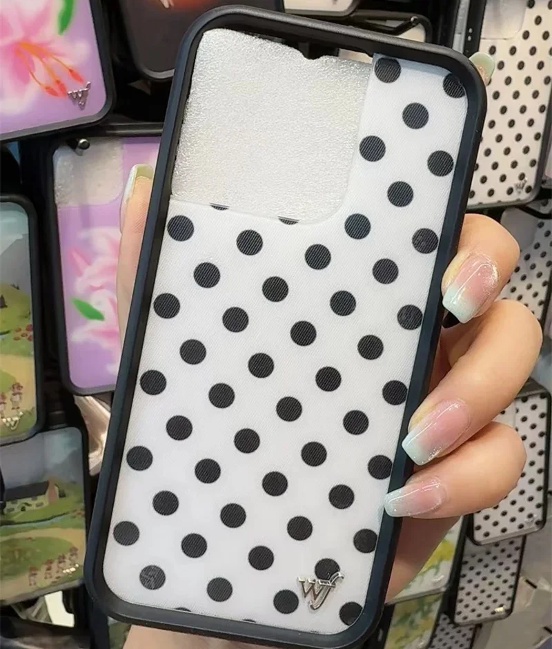 Wildflower 3D Cute Black white brown yellow Polka Dots wf
