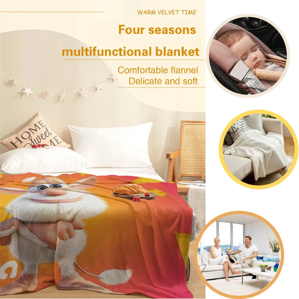 Fourbob-Booba Animation for kids 2020 Medium Blanket Soft comforter sets throw for Couch Warm Flannel Blankets Bedroom Décor 4