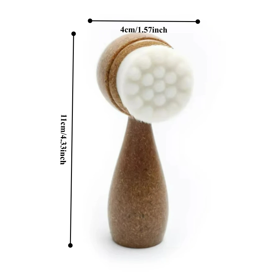 2-in-1 Double Sided Wooden Face Brush For Deep Pore Cleansing Gentle Exfoliation Remove Blackheads Dead Skin