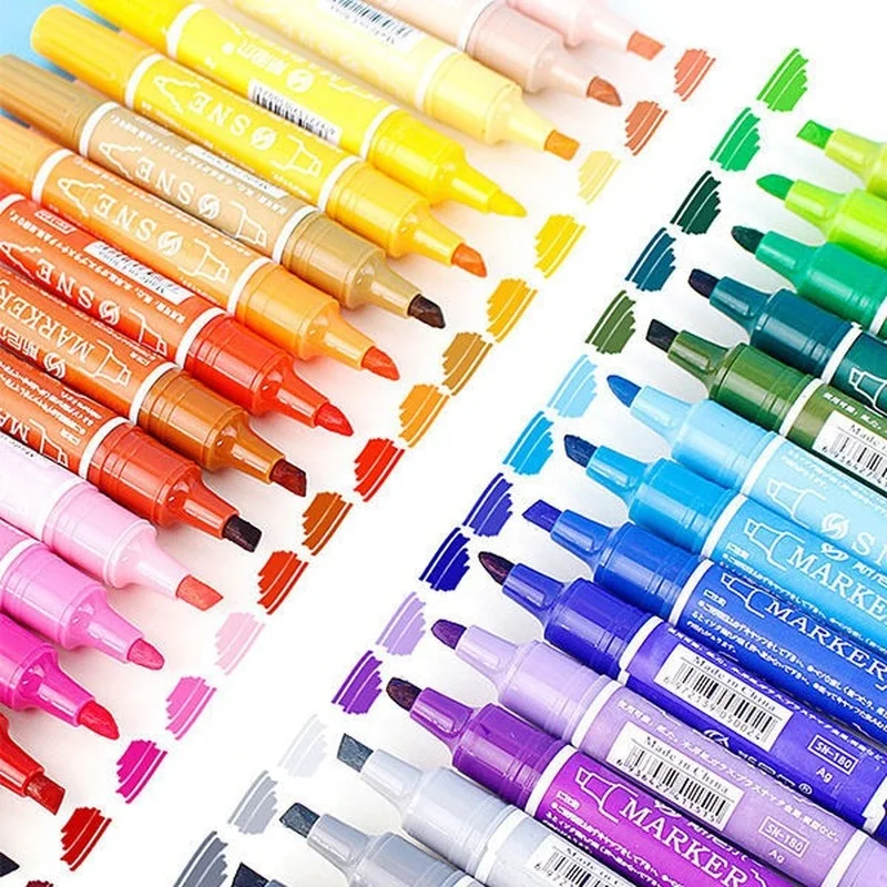 Coloring marker oily marker pen art double-headed watercolor pen waterproof  big-head pen children's painting does not fade - AliExpress