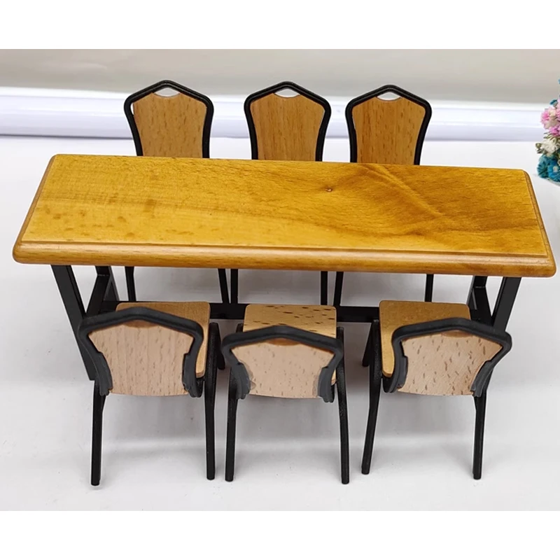 

Масштаб 1/12, современный обеденный стол и стул, мебель, модель сцены, аксессуары для кукол 6 дюймов, коллекционные и демонстрационные игрушки