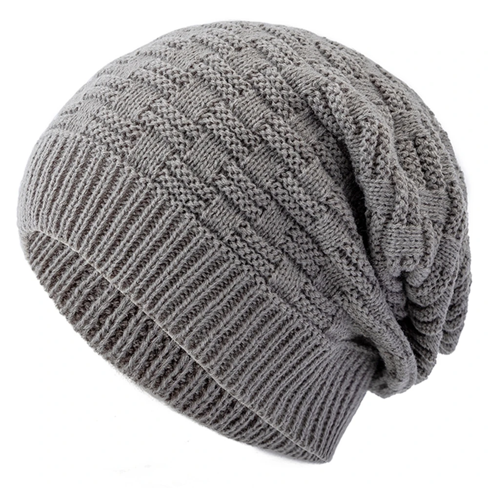 Unisex Slouchy Winter Hat Long Size Knitted Hat Casual Beanies For Men & Women Solid Bonnet Cap