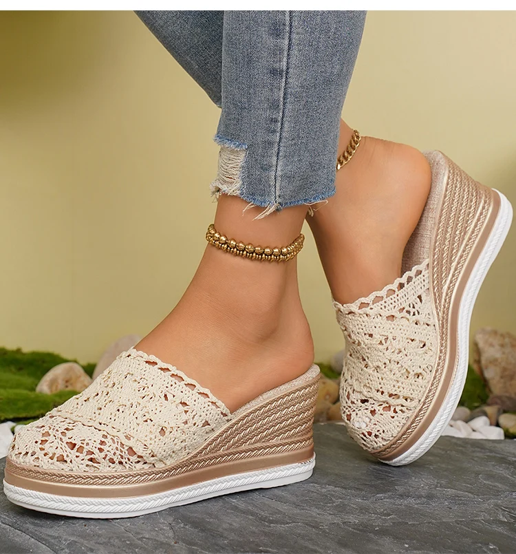 Frauen Sandalen Keile Heels Sandalen Sommer 2025, Neue Schuhe Frau Mit Hohen Absätzen Hausschuhe Sommer Schuhe Weibliche Elegante Alias Mujer – Detail 5