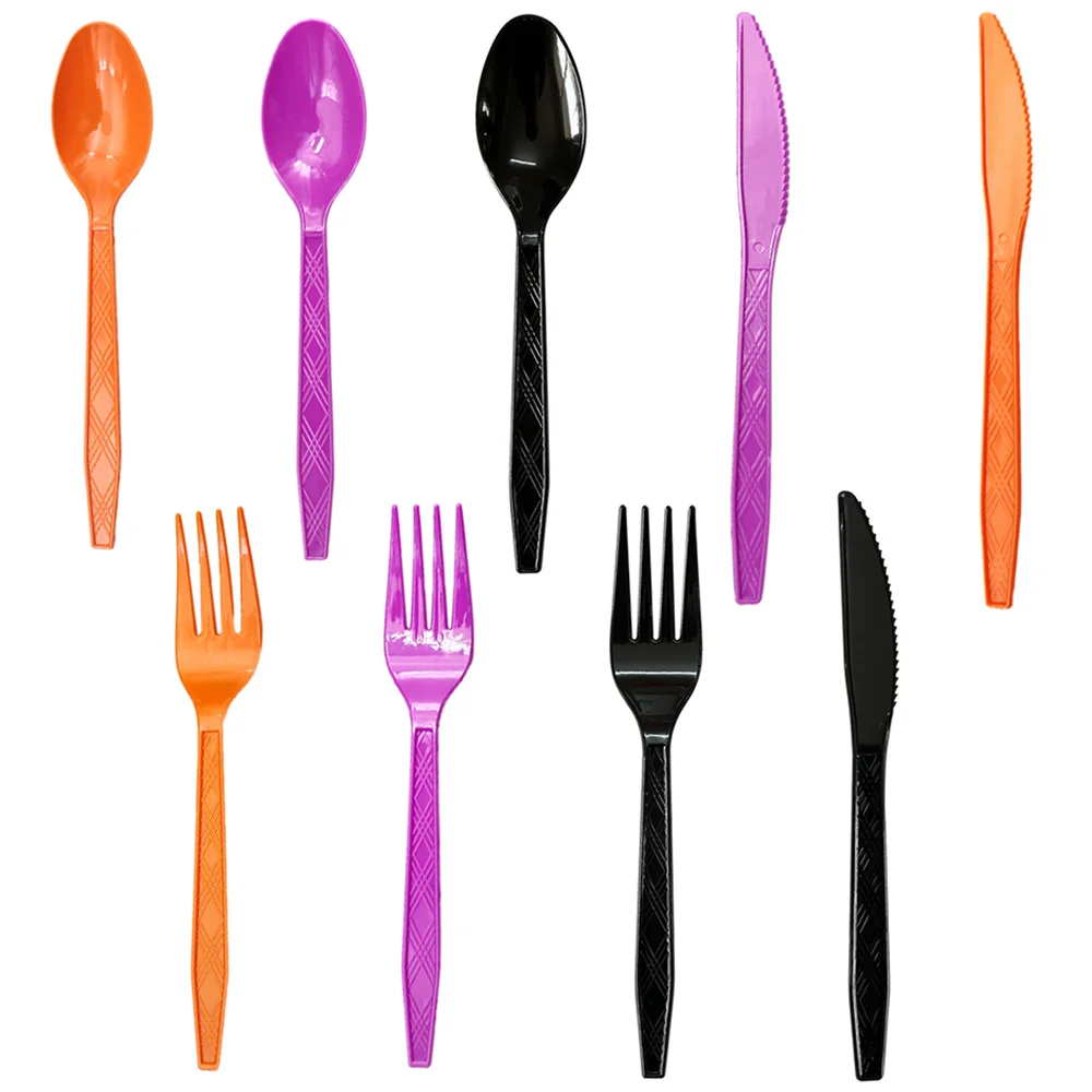 Disposable Plastic Tableware Colored Knives Forks Spoons Set - Temu