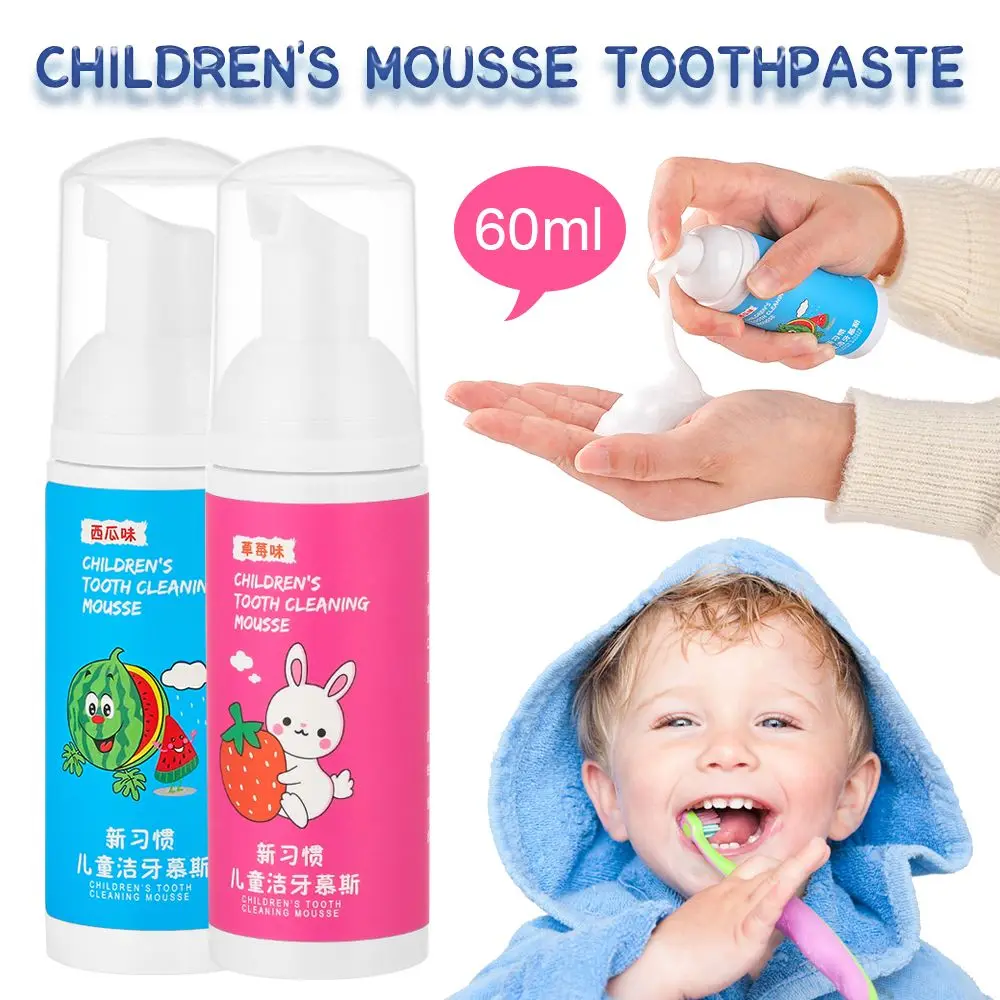 

60ml Strawberry Foam Toothpaste Stain Removal Teeth Mouth Cleaning Toothpaste Whitening Mousse Tooth Paste Kids Dental Care Tool