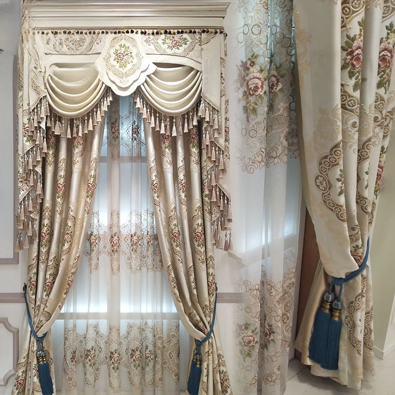 

Luxury European Style Embossed Jacquard Curtains for Living Room Bedroom Blackout Curtains Custom Window Screens