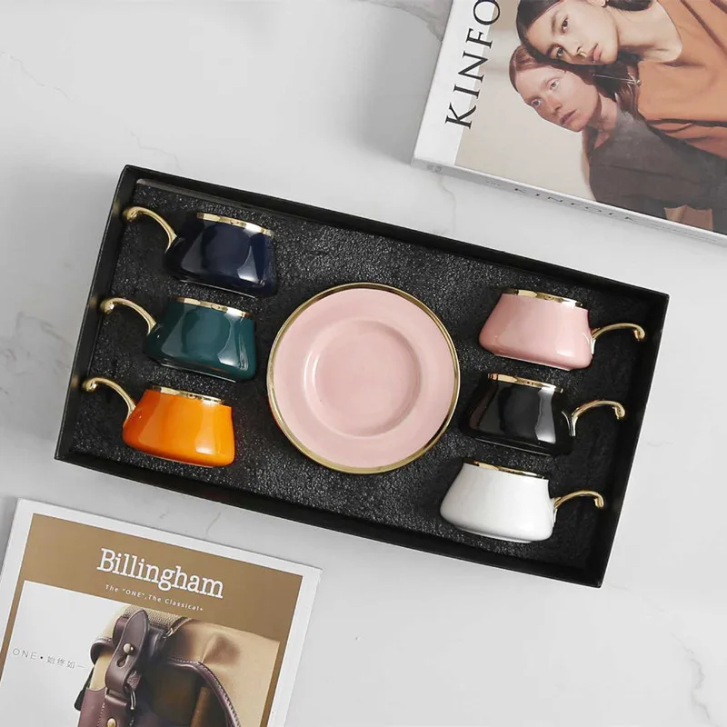 

Middle East Luxury Coffee Cups With Saucers High-end Porcelain Coffee Set Teacups Set Coffee Accessories Christmas Presents