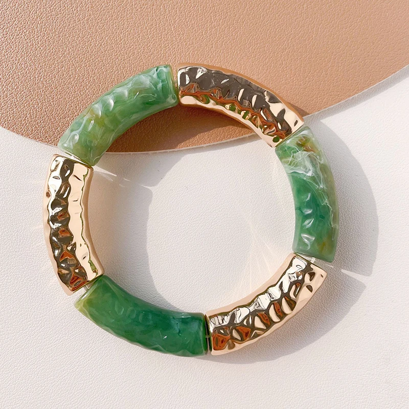 Stretch Resin Tube Bracelet For Women Vintage New Style Fashion Jewelry Retro Elastic Holiday Accessories Wholesale Gifts MQF075 5