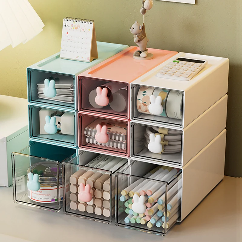 

Transparent Desktop Stationery Storage Box Drawer Rack Multi-layer Organizer Boxes Home Organizers Desk Jewelry Cosmetic Storage