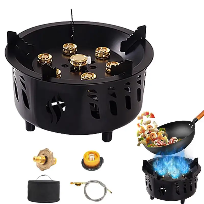 

7-Core Burner Windproof Camping Stove Strong Fire Power Outdoor Picnic Gas Stove Portable Tourist Gas Burner Camping Supplies