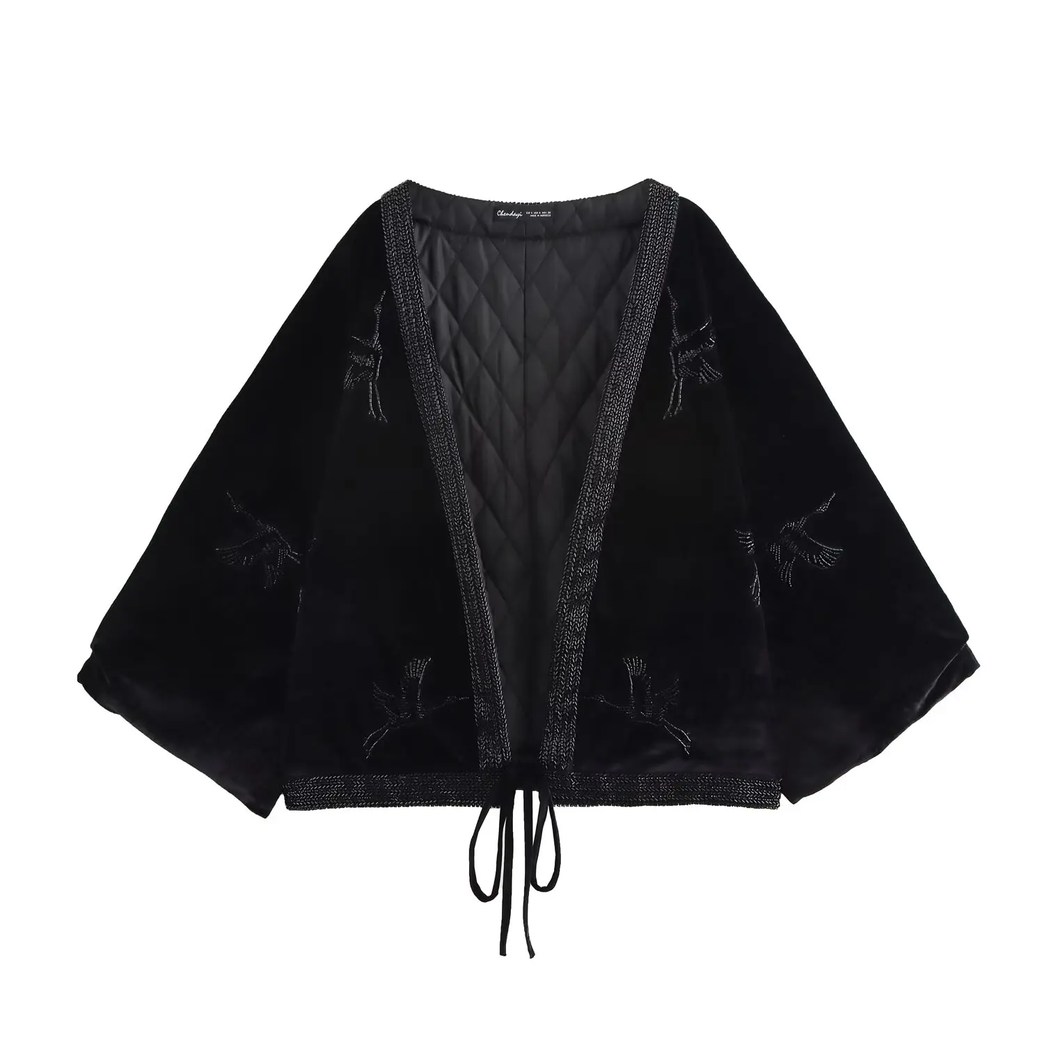 New European and American style beaded animal embroidered velvet kimono jacket