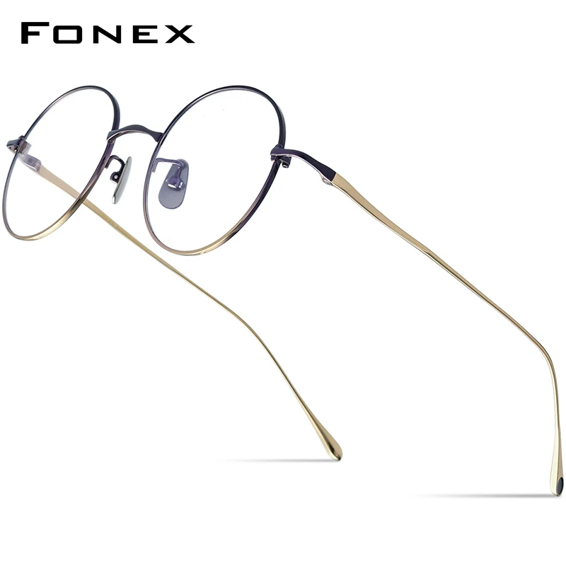 

FONEX Pure Titanium Eyeglasses Frame Women Colorful Retro Round Glasses 2023 Vintage Eyewear DIG