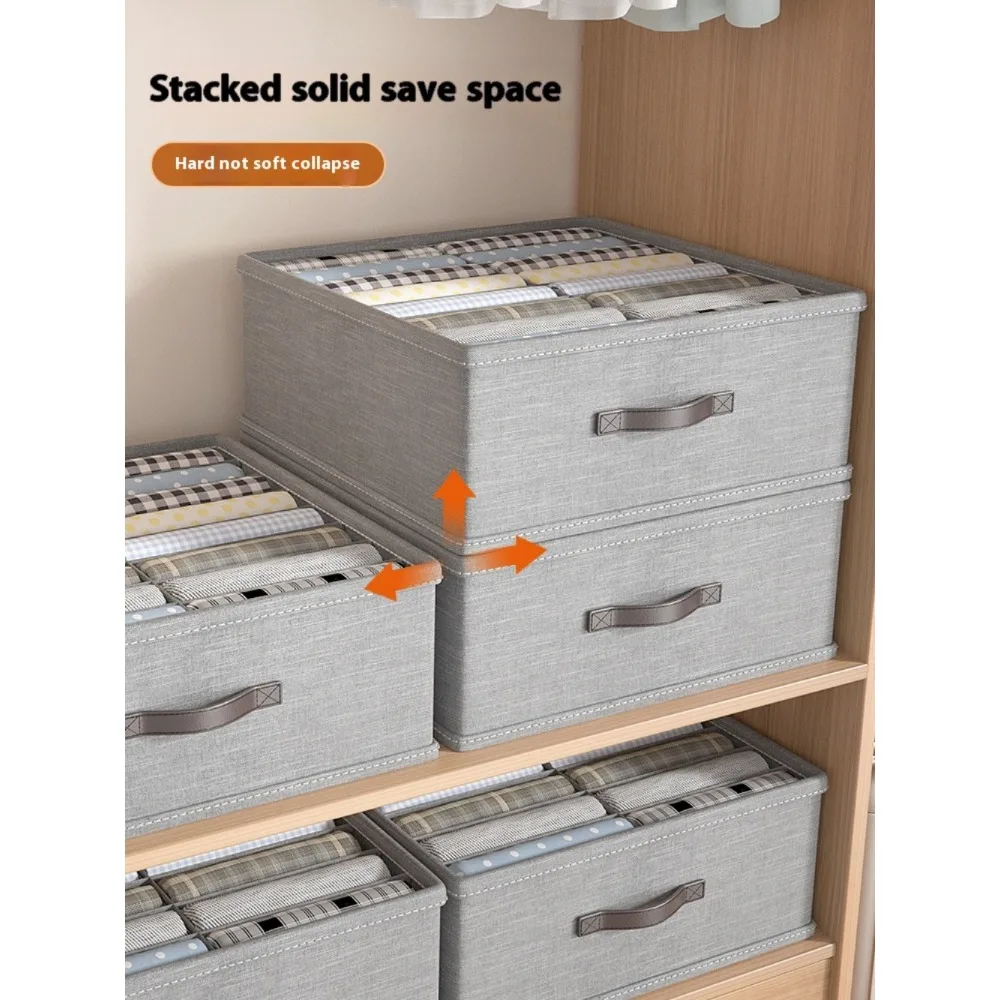 Double Row Clothing Storage Box Home Fabric Sorting Box Wardrobe Layering Artifact Clothes and Pants Double Row Storage Basket 3
