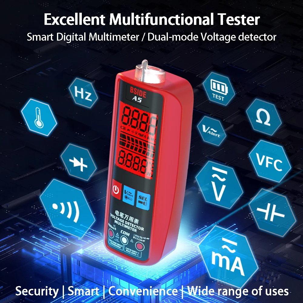 BSIDE Smart Digital Multimeter Professional Automatic Multitester VFC Hz Capacitor Electric Test Tool Ammeter Electrician Tester