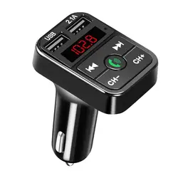 Bluetooth Car FM Transmitter with Dual USB & Type - C Charging, Hands - Free Calling, and Wireless Audio Streaming (Black)